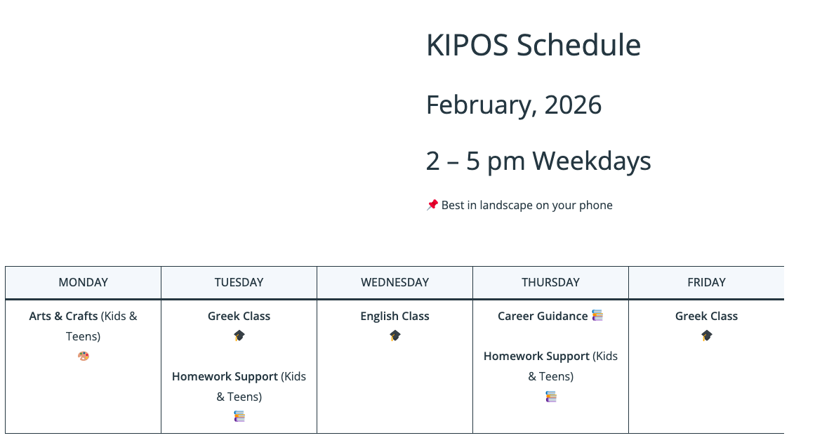 What’s Happening This Week at KIPOS?