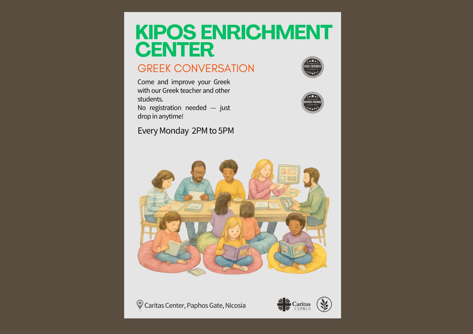 Greek Conversation – Every Monday from 2PM to 5PM