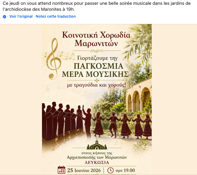 Maronite Community Choir to Celebrate World Music Day in Nicosia