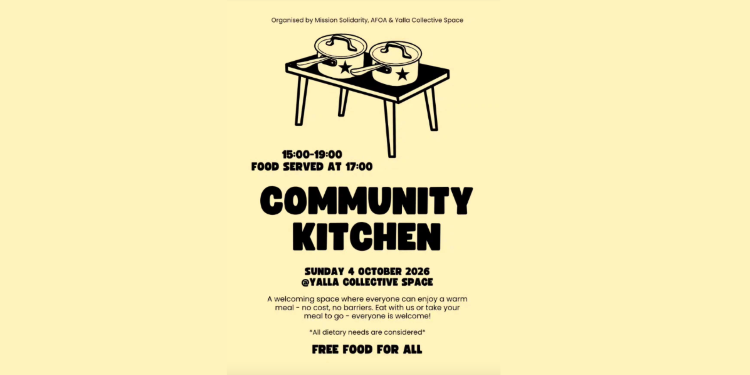 Sunday October 4 – Community Kitchen
